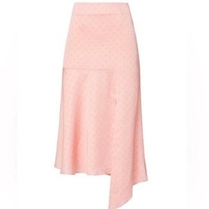 Keepsake The‎ Label | Blush Pink Polkadot Asymmetrical Hem Midi Skirt Size XS 0